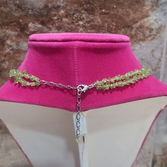 Multi Strand Green Beaded Necklace Detachable Floral Brooch Pendant - Picture 4 of 13